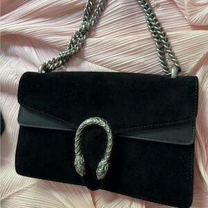 Elegant Black Suede Shoulder Bag